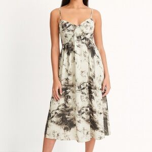 NWT Babydoll Midi Dress Large Y2K Fairy Grunge Whimsy Goth Cottagecore‎ Abstract